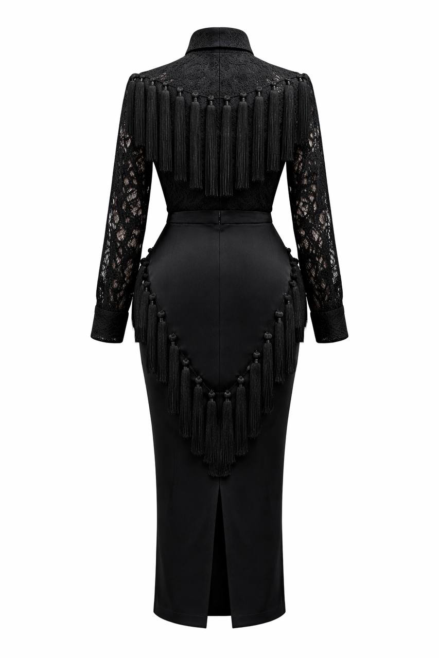 The Noir Accent Tassel Shirt & Skirt