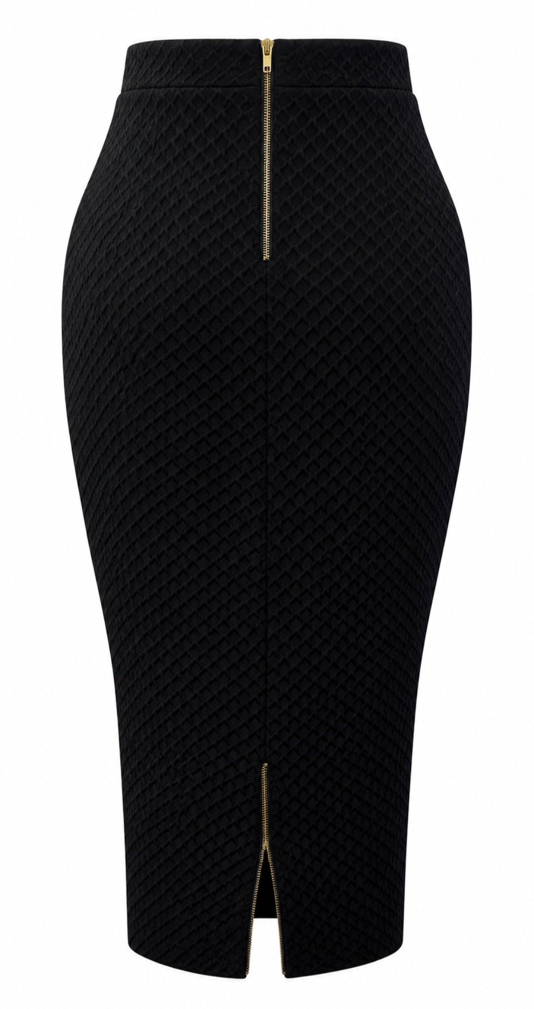 Sable Embossed Midi Pencil Skirt