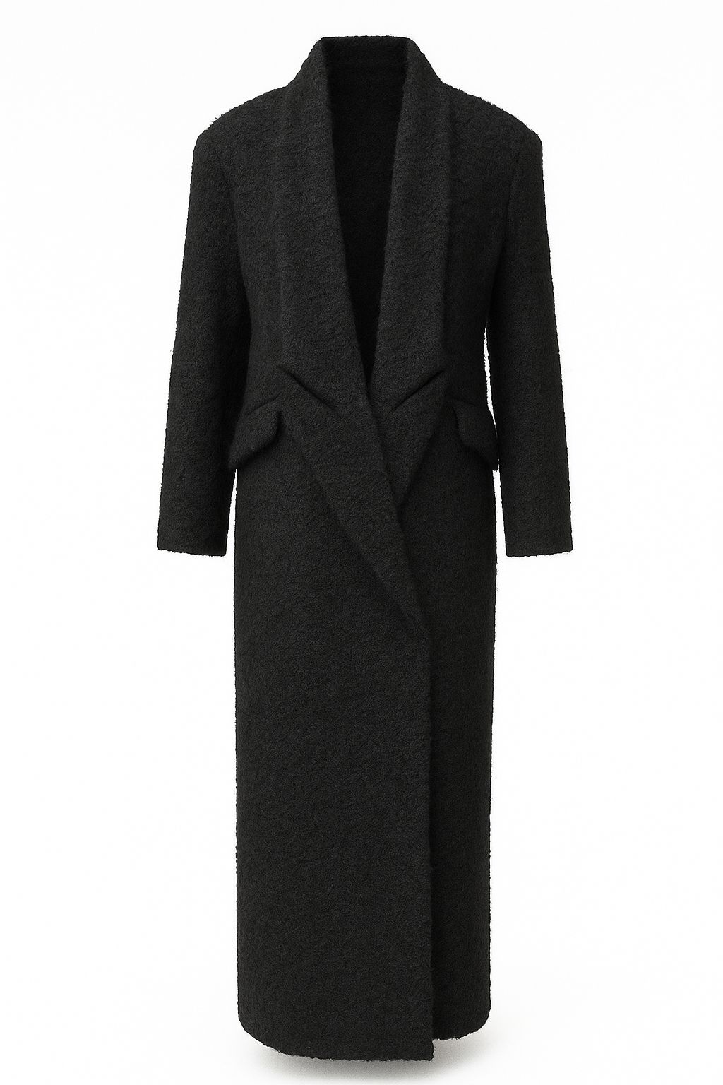 Black Melton Fleece Coat