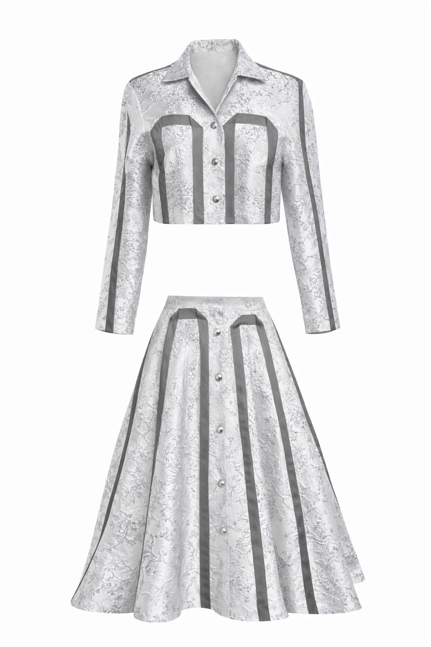 Nuru Brocade Flair Skirt