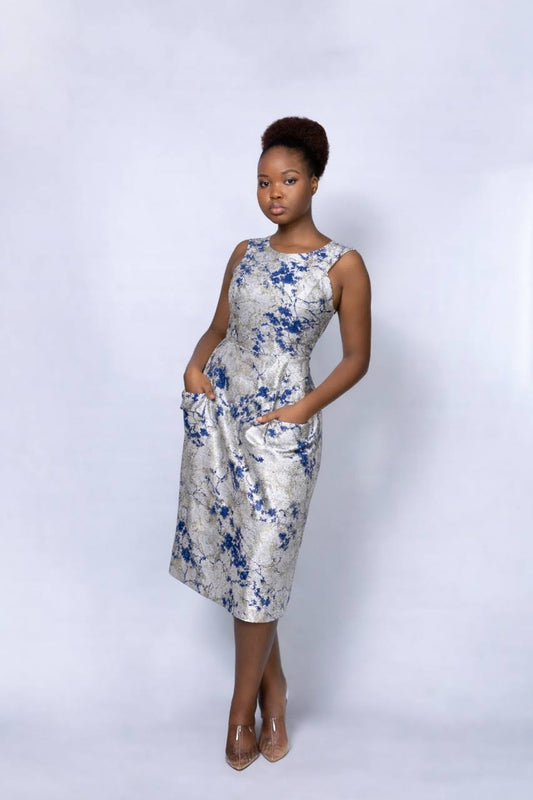 Orbit Brocade Peplum Busk Dress