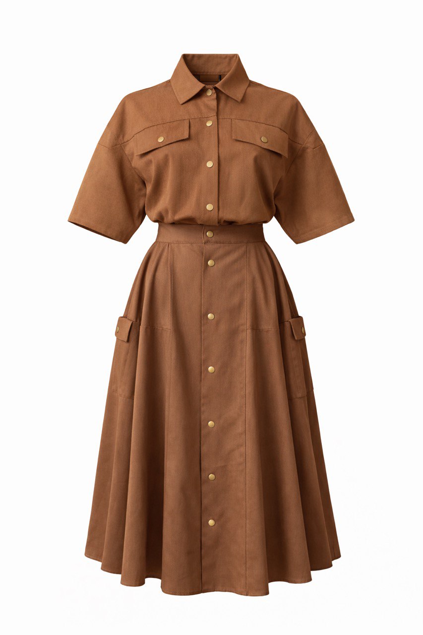 Atlas Denim Shirt and Skirt Matching Set