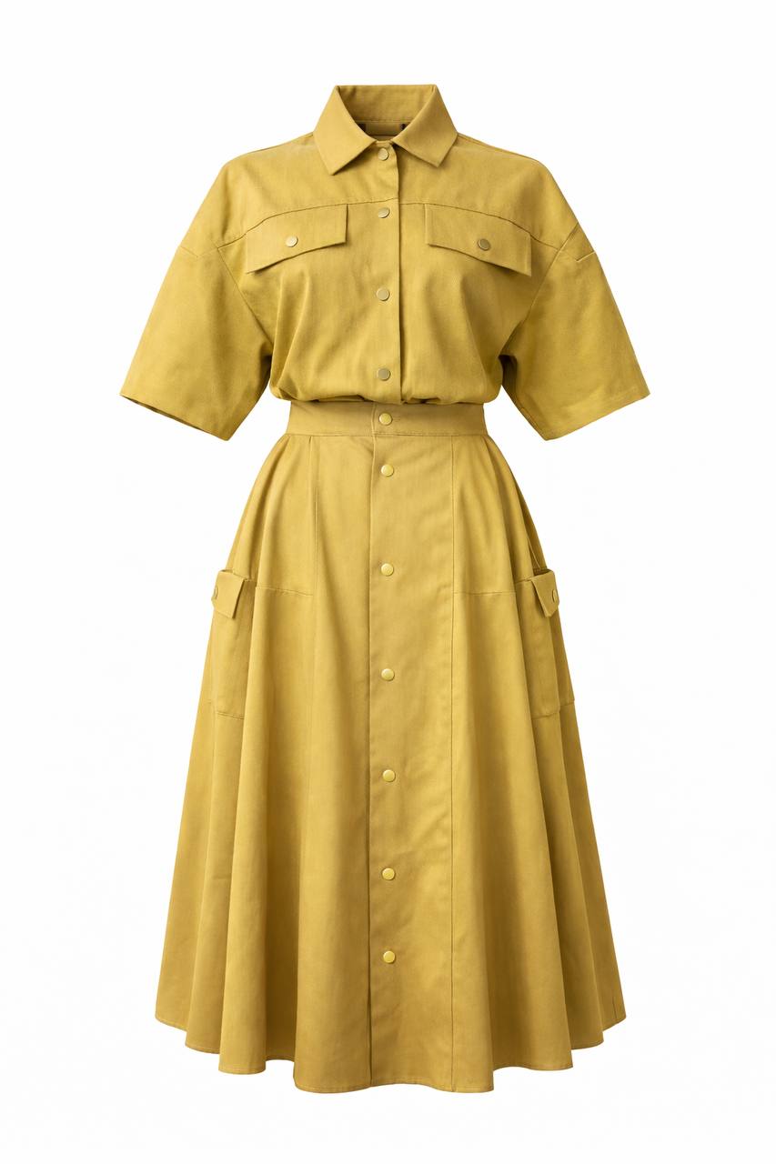Atlas Denim Shirt and Skirt Matching Set