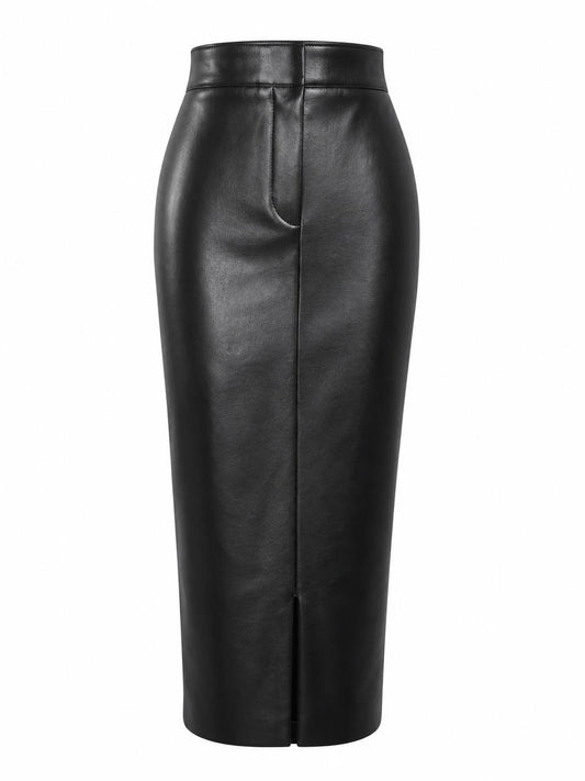 Sable Form Faux Leather Pencil Skirt