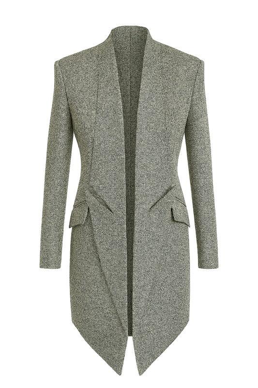 Salt-and-Pepper Bouclé Wool-Blend Coat