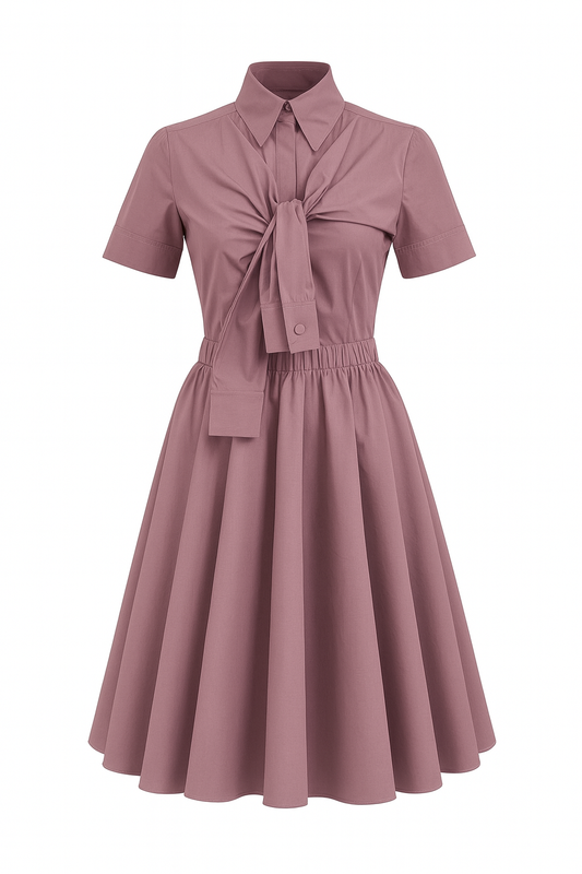 Mauve Shirt with Front Tie Detail and Skirt Set