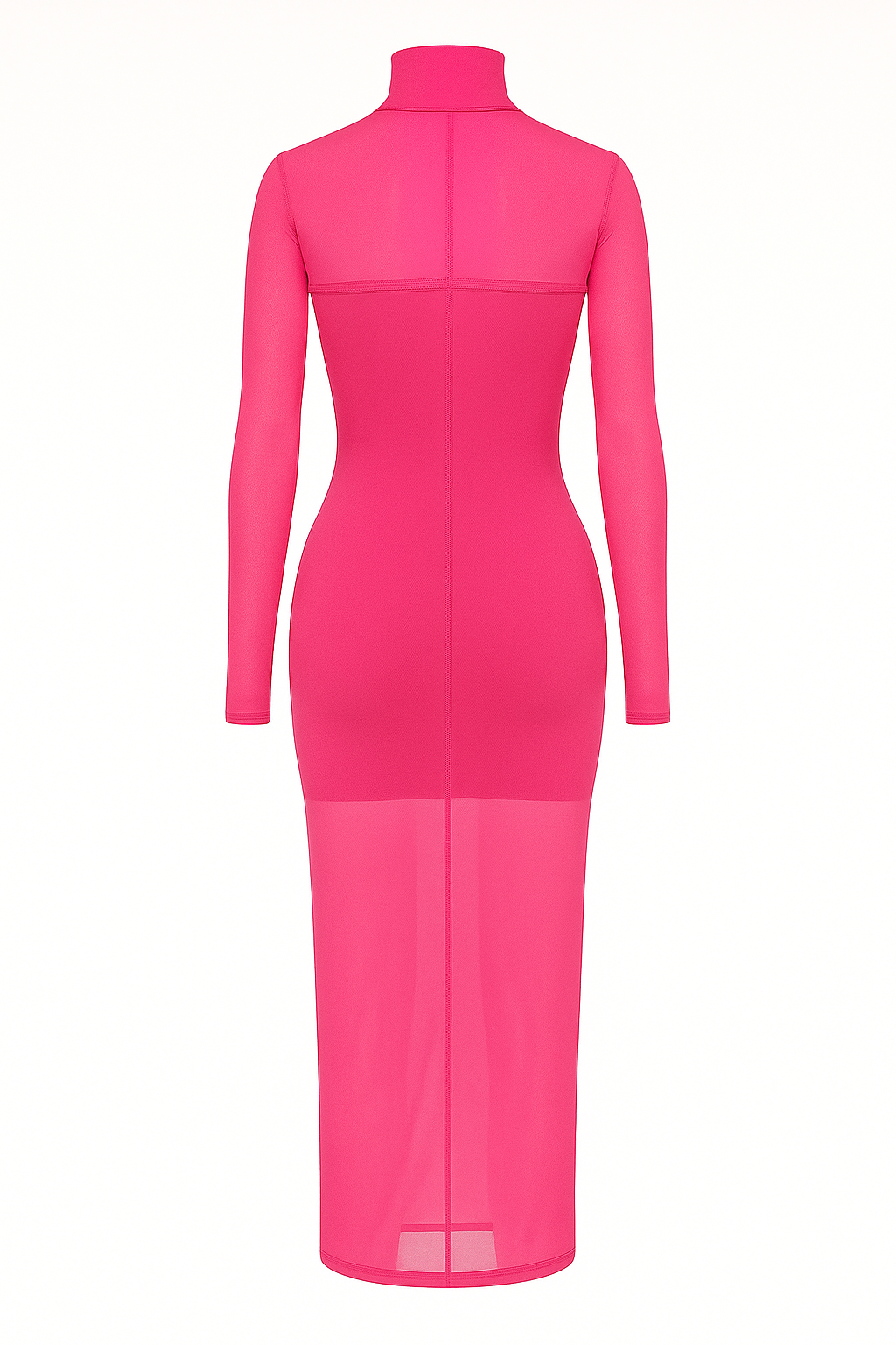 Hot Pink Mesh Midi Dress with Inner Slip