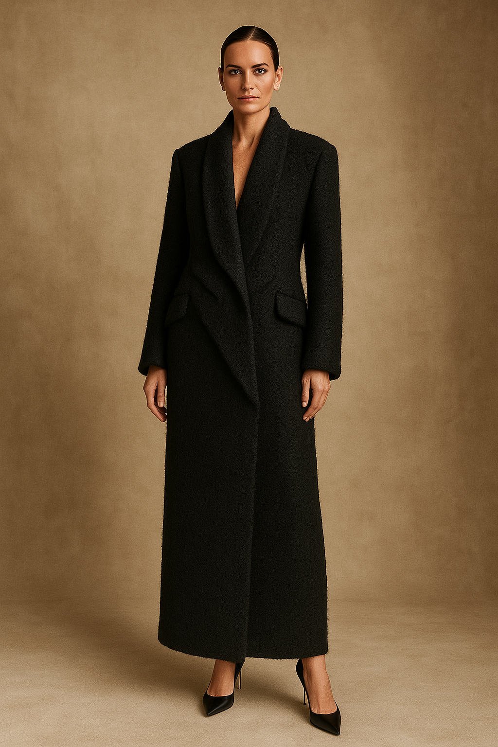 Black Melton Fleece Coat