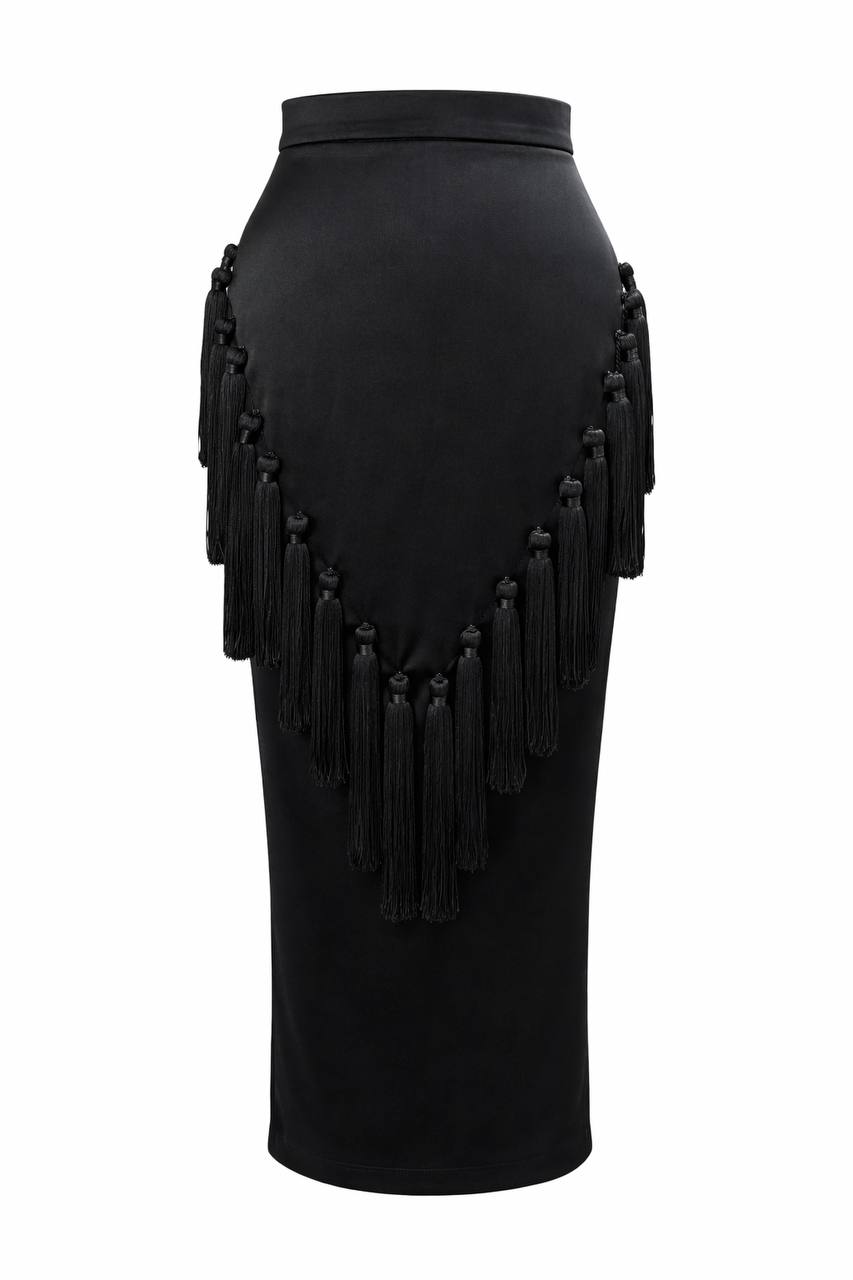 The Éclipse Fringe Contour Midi Skirt