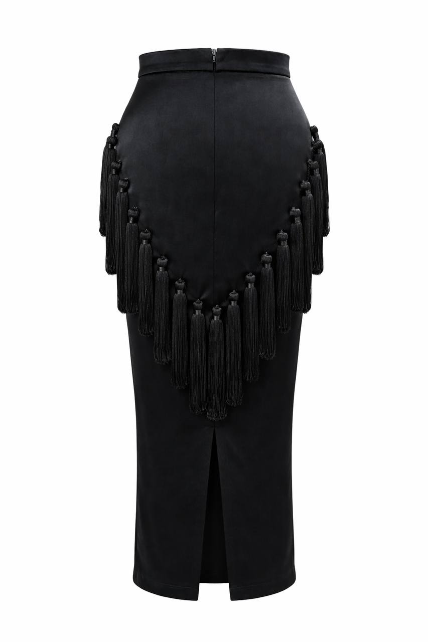 The Éclipse Fringe Contour Midi Skirt