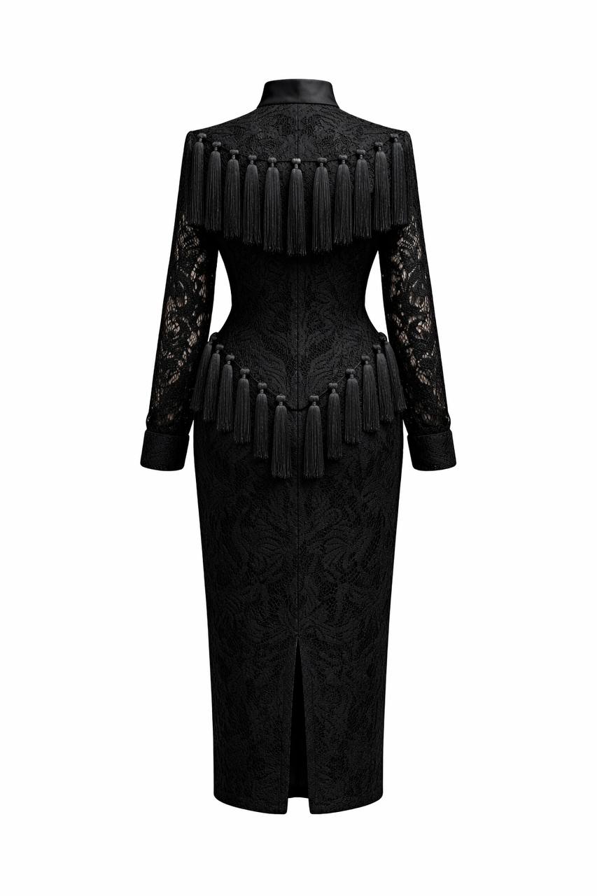 The Noire Tassel Lace Midi Dress – TsotetsiKL