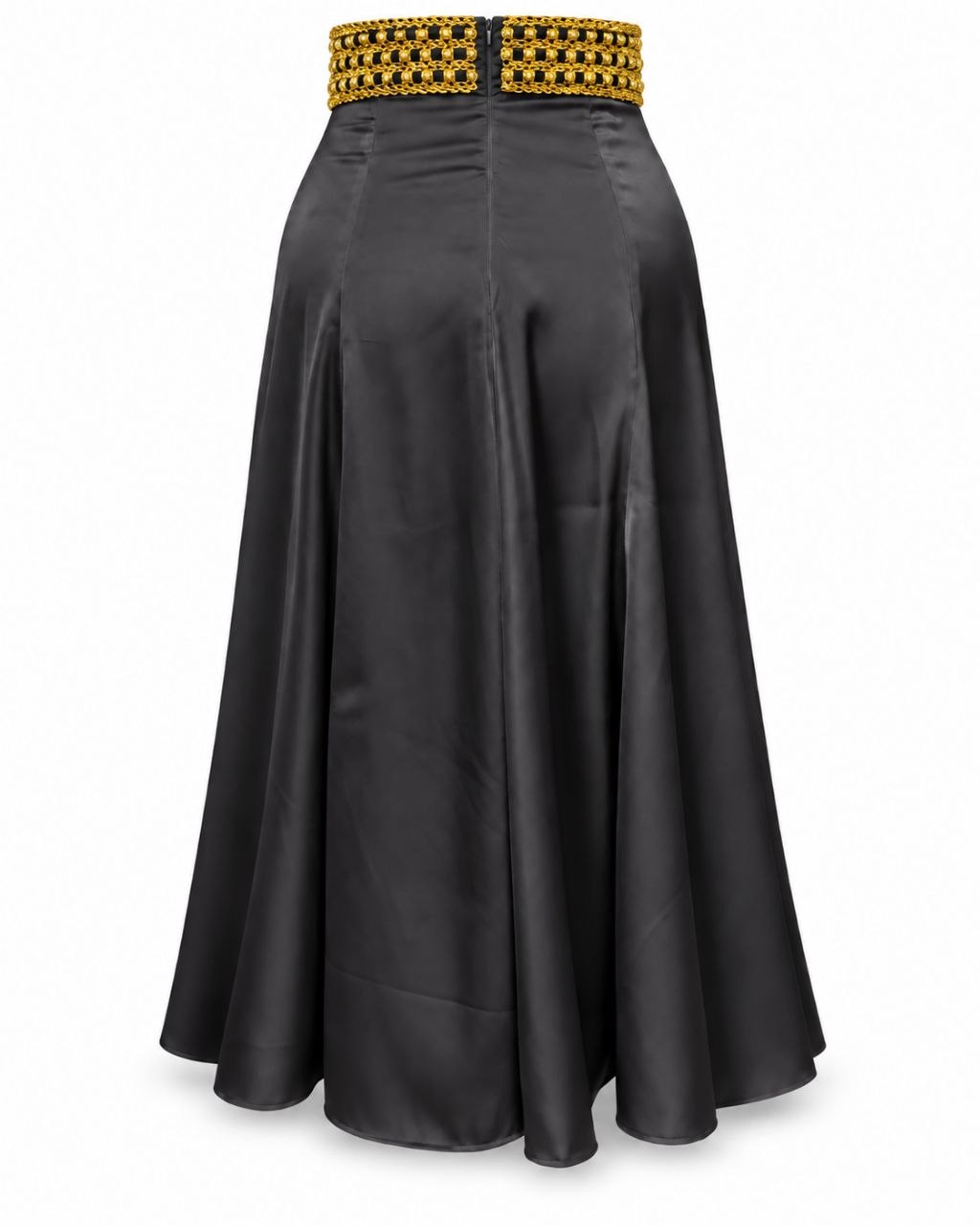 Gilded Waist Satin Maxi Skirt
