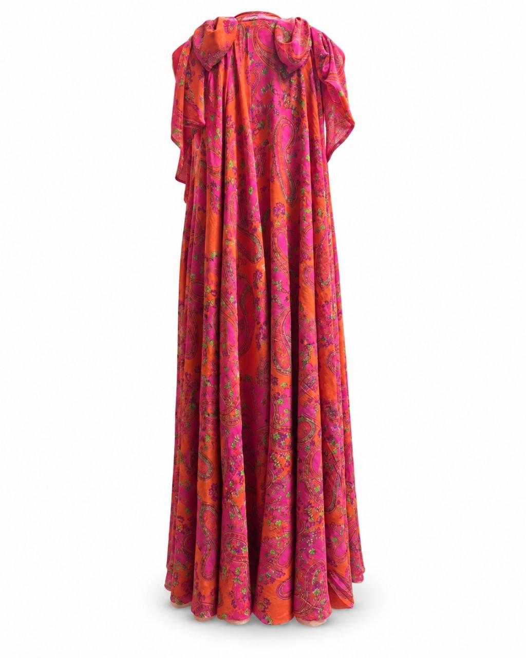Fuchsia Paisley Drape Gown