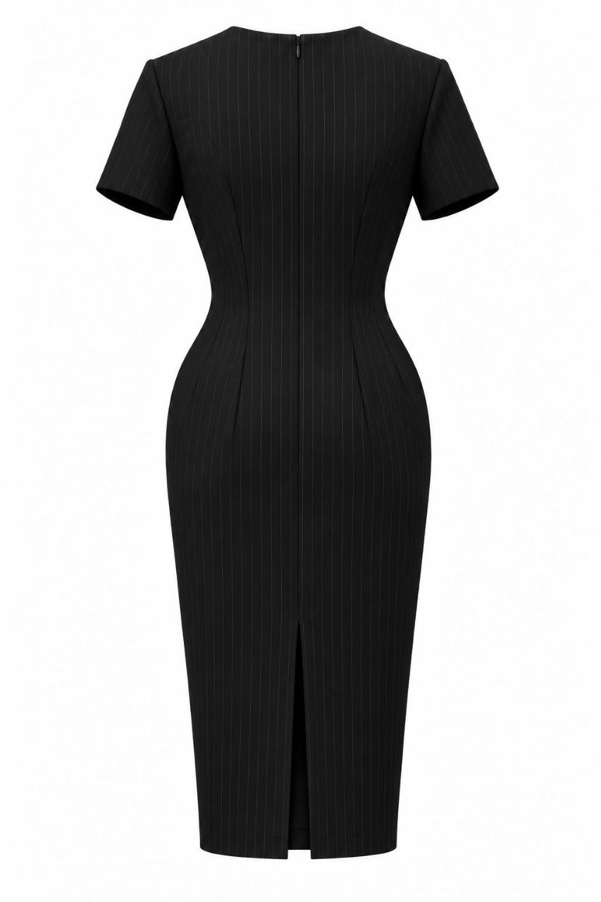Pinstripe Sculpted Pencil Dress