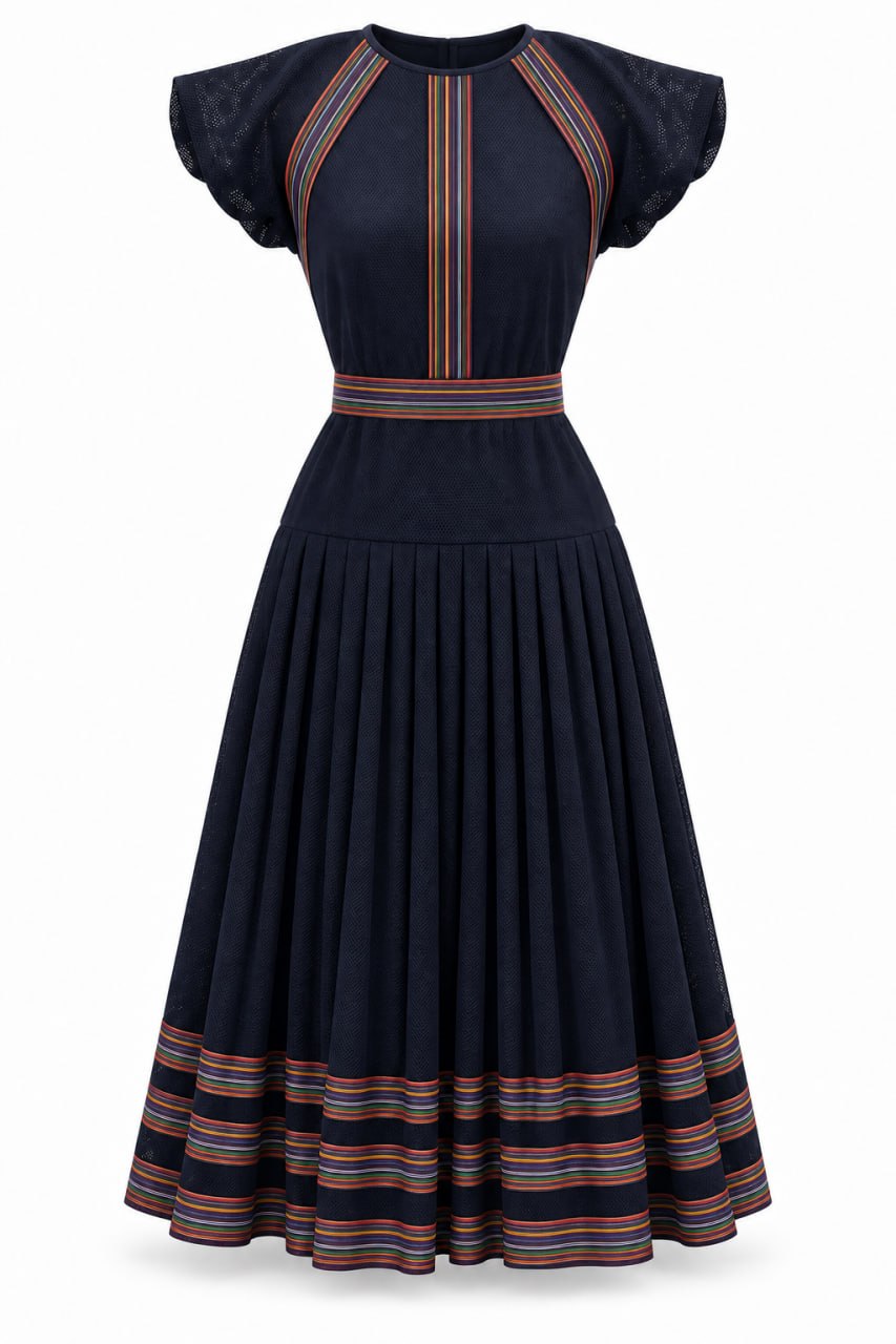Dakalo Mesh Dress with  Petersham Trim