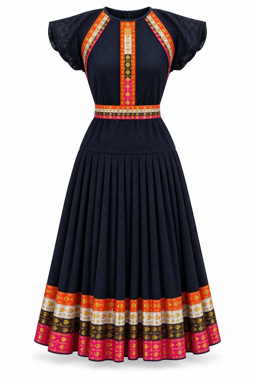 Gale Mesh Dress with Petersham Trim