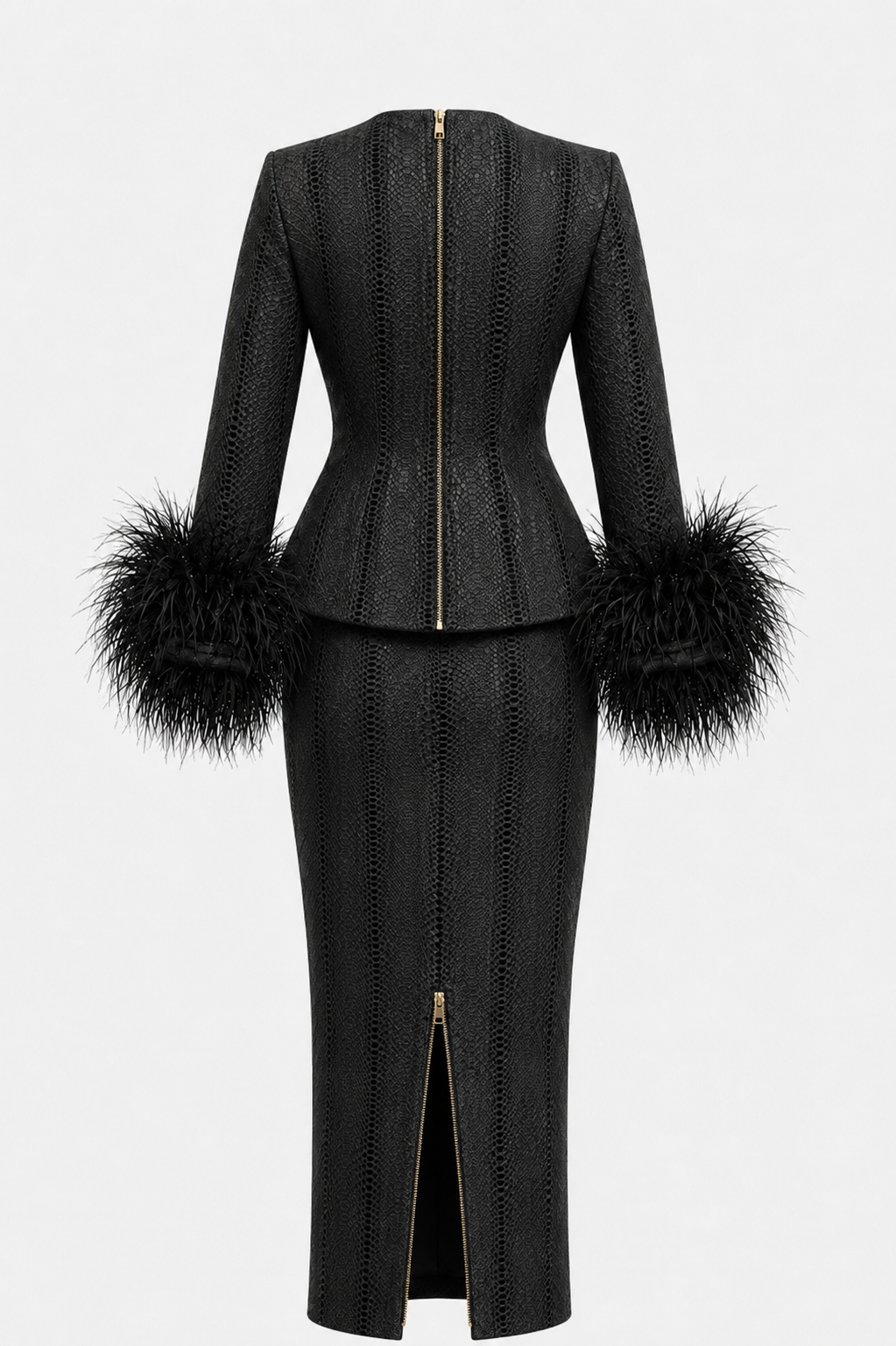 Sable Form Feathered Top & Skirt