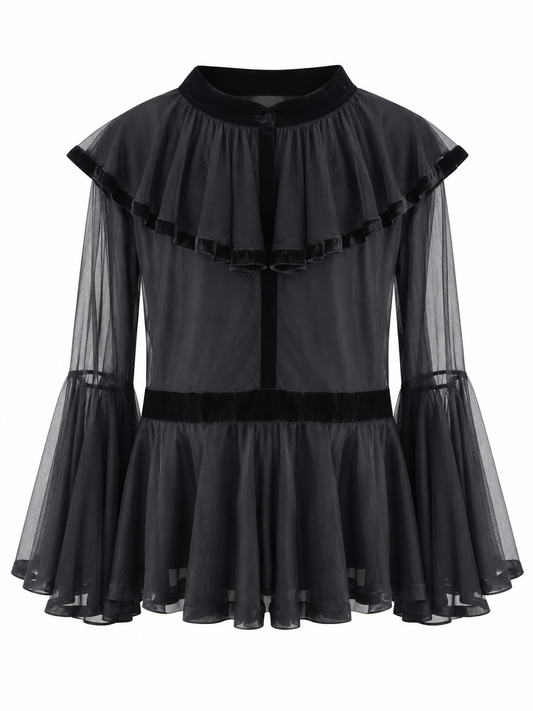 Sable Form Velvet Trim Top