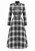 Black-Grid Spandex Shirt Dress by TsotetsiKL