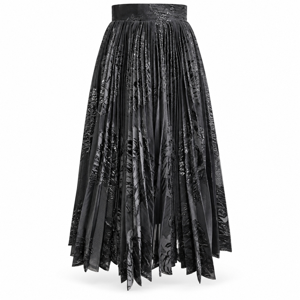 After Dusk: The Shadow Bloom Pleated Skirt
