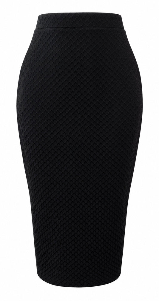 Sable Embossed Midi Pencil Skirt